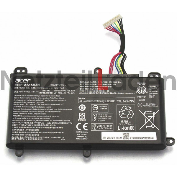 Acer 4ICR19/66-2 88Whr 8 Zellen Akku 6000mAh