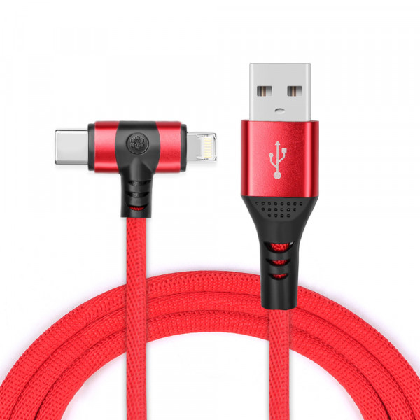 3 in 1 Multi Aufladen Kabel Lightning/Type C/Micro USB Kabel Red