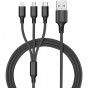 3 in 1 Multi Aufladen Kabel Lightning/Type C/Micro USB Kabel Black